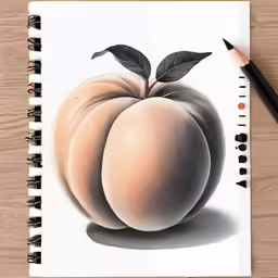 a pencil drawing of an orange on a paper