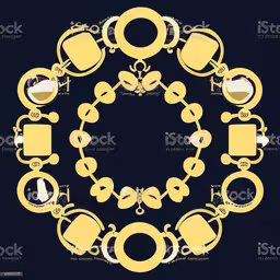 an abstract circular design with various items and shapes royalty - free