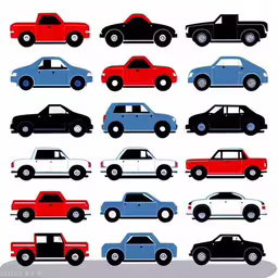 a bunch of different colors of cars in a set,a car collection that has different cars on it