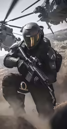 an image of a man standing near a helicopter
