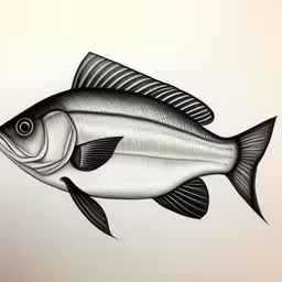 a drawing of a fish drawn with an ink pen,a drawing of a fish on a paper