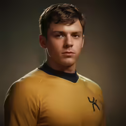 a man with a yellow shirt with scissors in his hand