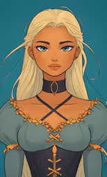 the girl with white hair is dressed as a princess