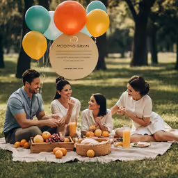 a group of people are outside having a picnic
