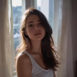 an image of a beautiful woman with a white shirt