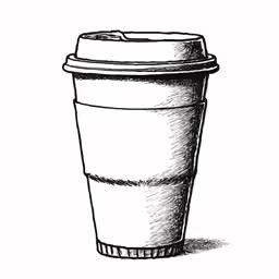 a drawing of a coffee cup on a white background