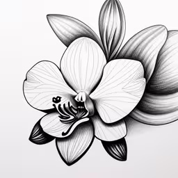 black and white image of a flower,a drawing of a flower in pencil