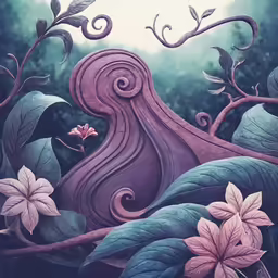 art print on canvas of purple flowers and waves