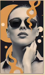 a woman in shades is seen through the screen to show her profile