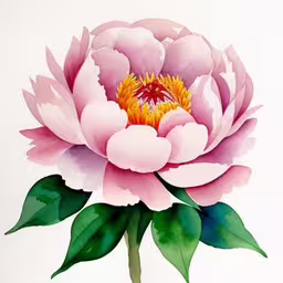 a picture of a flower with leaves and petals,a flower with lots of green leaves and pink petals