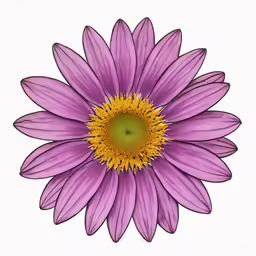 a close up of a purple flower with green center