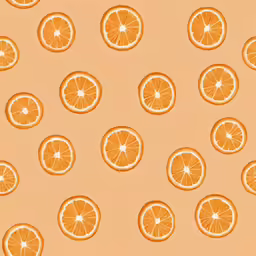 orange slices on peach colored background with white accents