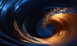 a group of golden streaks shining in the middle of the ocean,a huge golden wave has been photographed in this photo