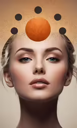 the image shows a woman with many dots in her head