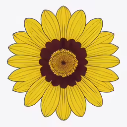 the center of the flower is an orange and red colored sunflower