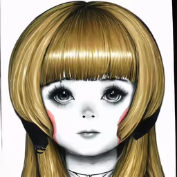 this is a drawing of a girl with long blonde hair