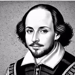 the drawing shows a black and white photo of a man with long hair