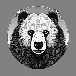 an animal head in a circle on a gray background,a bear head with a circle in the middle