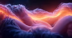 a nude woman is lying down and her hair flowing over her back