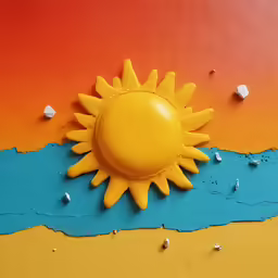 a painted wall has a sun on it