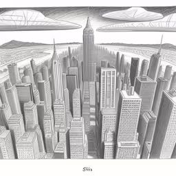 an architectural drawing of a city from above,a drawing of a city with tall buildings in the background