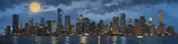 an impressional image of city lights and buildings