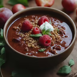 a cup of soup with some fruits in it