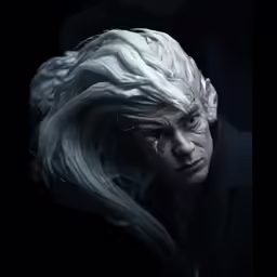the white hair man has blue eyes