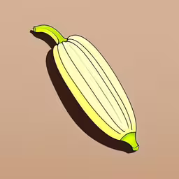 a peeled and cut up ripe banana next to a half brown wall