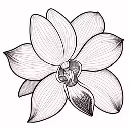 flower drawing on a white background in ink,the blossom of a flower in a vintage engraved woodcut style