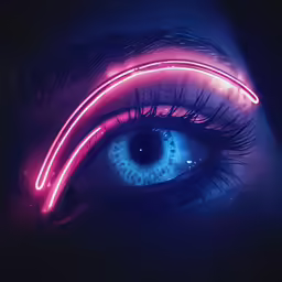 an image of the eyes with glowing blue lights