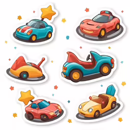 stickers showing cars with different styles and shapes