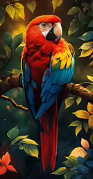 a parrot perched on a tree branch in the sun