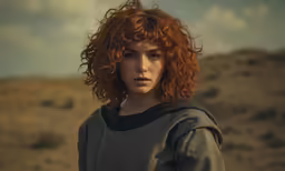 a girl with red hair with curly hair