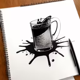a coffee cup with liquid running around it