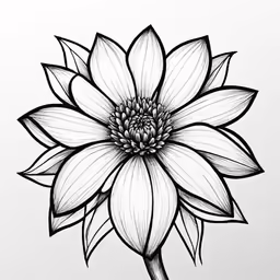 a drawing of a flower with leaves on a white background