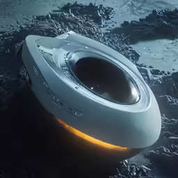 the large speaker on the ground is in the water