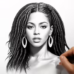 a woman with dreads is shown in black and white