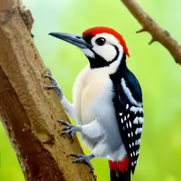 a colorful woodpecker perched on a tree limb