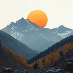 a mountain range with mountains and trees