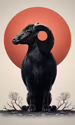 the black animal is sitting on top of a tree