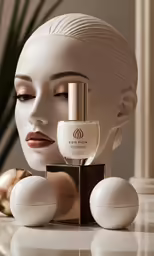a mannequin with a face and a bottle