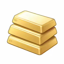 three gold bars of various sizes