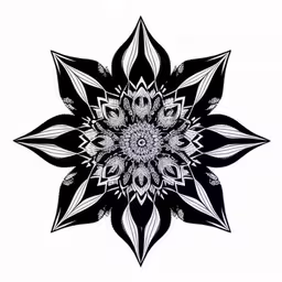 the ornate floral design with black and white colors