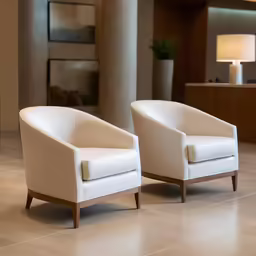 a modern room with two modern chairs in it