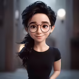 a woman with a fake head and glasses