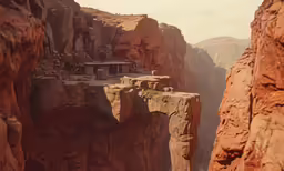 a cliff has a hut built into the side