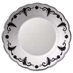 black and white plate with an ornate pattern
