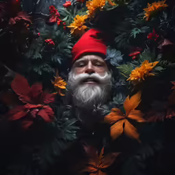 an old man with white beard wearing a red santa claus hat