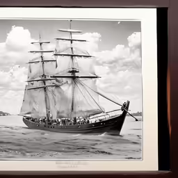 an old boat on the water, and clouds
